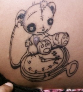 Teddy and pocket watch tattoo