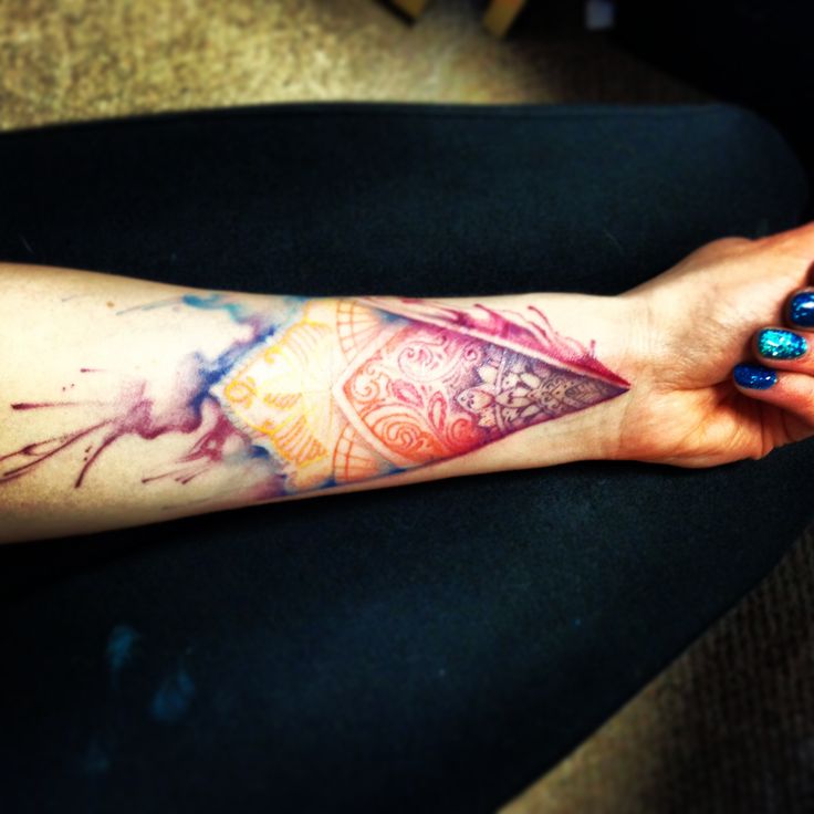 Water colour tattoo with mandala detail
