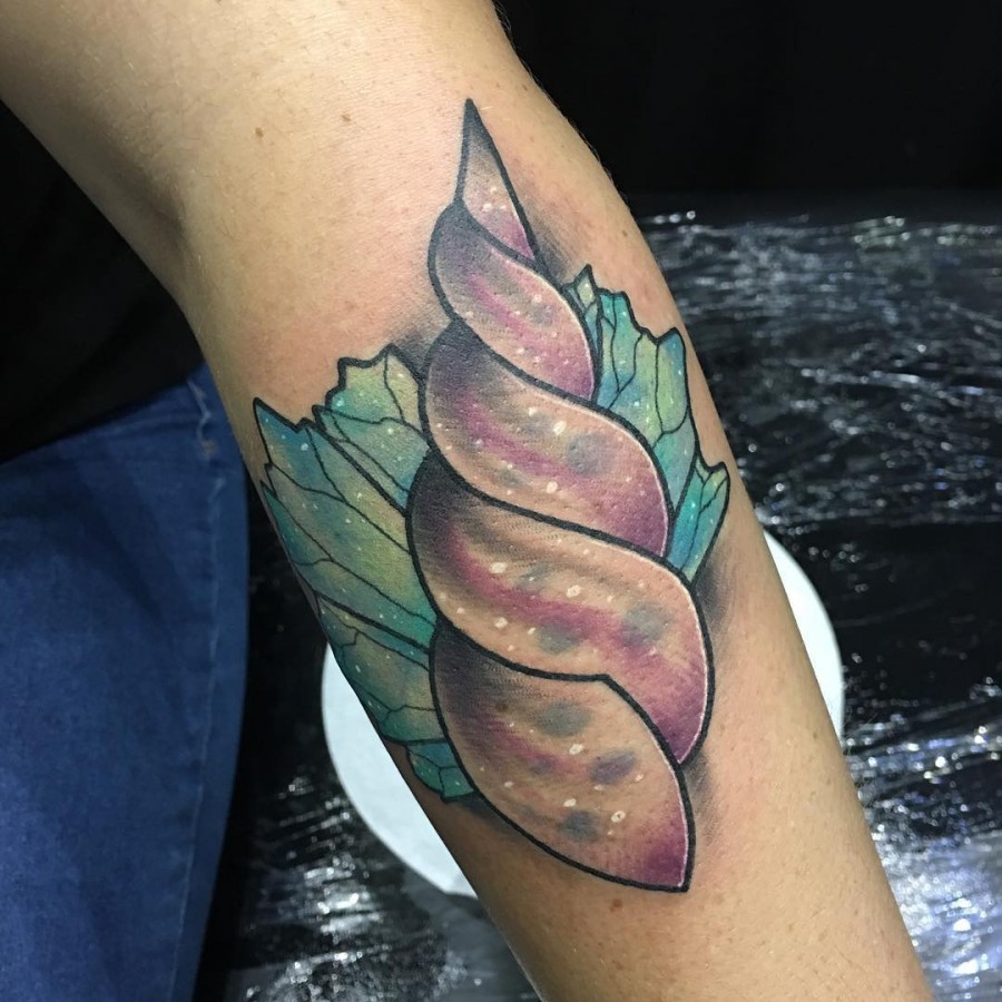 watercolor shell tattoo by paula castle