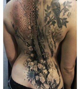 Wonderful back tattoo by David Allen
