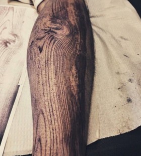 Wood grain arm tattoo by David Allen
