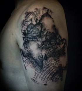 World map tattoo by David Allen