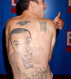 Adam Levine Man Face Tattoo on Back (NSFW)