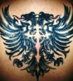 Albanian Eagle Tattoos with Cross Back Tattoo