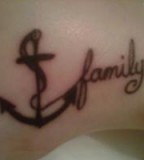 Family Word and Anchor Girls Tattoo Design Picture