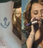 Cool Miley Cyrus Anchor Tattoo Design on Wrist
