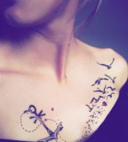 Cute Girls Anchor Themed Tattoo Design on Chest