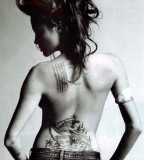 Back Body of Angelina Jolie Celebrities Tattoos List