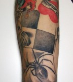 Poker Spider Tattoos on Arm Pictures