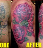 Unique Wildlife Rose Cover Up Tattoos