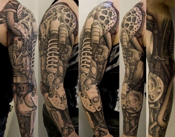 biomechanical arm sleeve tattoos for men