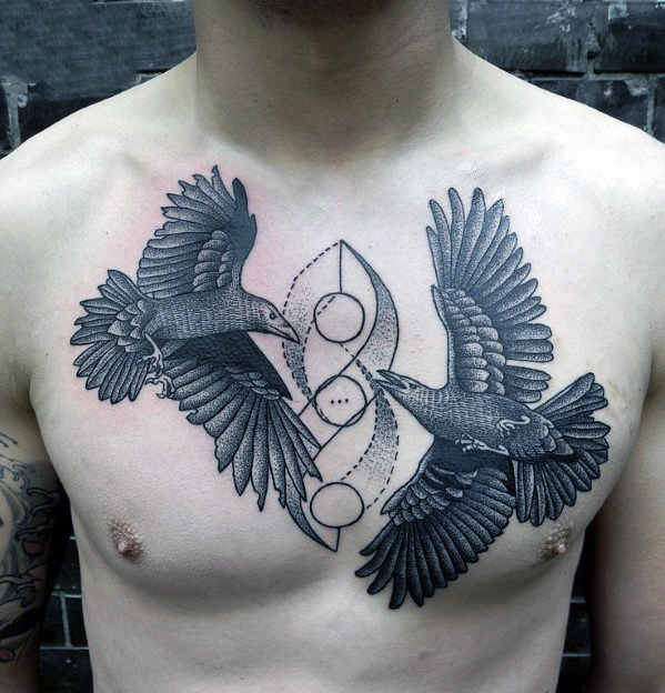 bird man chest tattoo