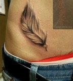 Feather Tattoo Design On Ribs