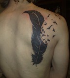 Bird of a Feather Tattoo Design On Back for Men