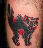 Black Cat Growl Tattoo