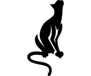 Simple Black Cat Sketch for Tattoo Design