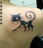 Bony Black Cat Tattoo Design