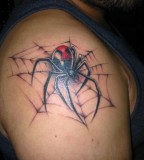 Awesome Black Widow on Spiderweb Theme Tattoo for Men
