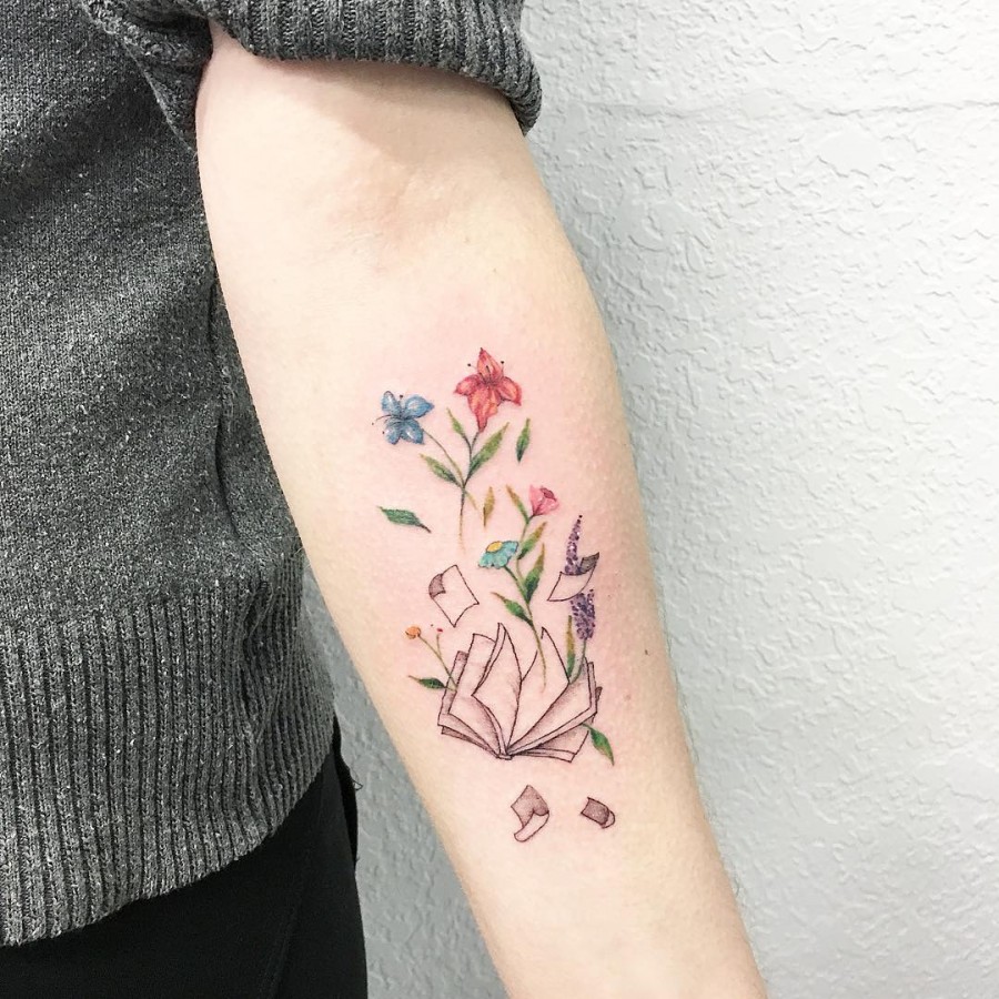 book-and-flowers-tattoo-by-luiza-blackbird