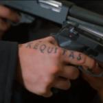 Lettering On Finger Saying, “Aequitas”, Which Means Justice