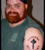 Left Arm Boondock Saints Tall Celtic Cross Tattoo