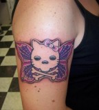 Hello Kitty Skeleton Butterfly Tattoo Design Idea