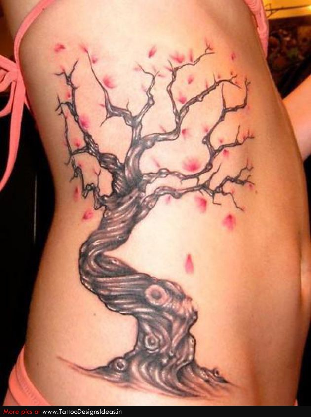 Beautiful Cherry Blossom Tree Tattoo for Woman