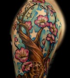 Sleeve Tattoo Design Of Cherry Tree Design