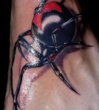 Cool 3D Spider Tattoo Design on Foot