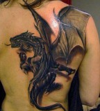 Amazing 3D Tattoo Design on Back for Girls
