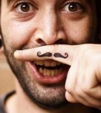 Funny Mustache Tattoo on Men Finger