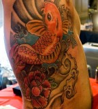 Orange Color Japanese Koi Fish Tattoo 