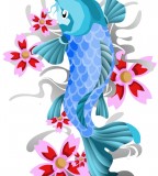 Cute Light Blue Koi Coy Fish Tattoo Design Sketch
