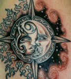 Incredible Flaming Sun and Moon Tattoo