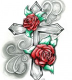 Beautiful Drawing Rose and Cross Design