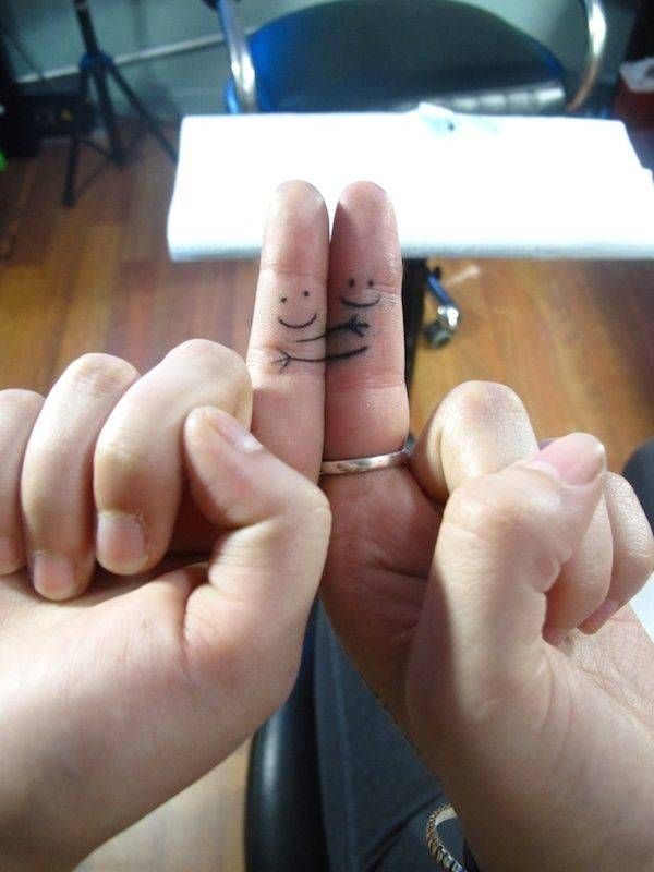 cute finger couples tattoos