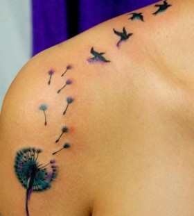 dandilion and birds tattoos for women
