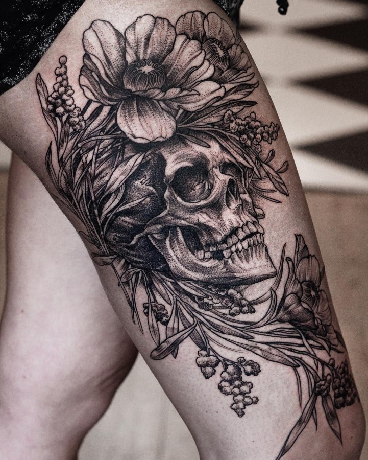 danielbacz-floral-skull-tattoo