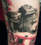 Awesome Camera and Roll Tattoo Art
