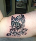 Cute Cat Tattoo On Arm For Men