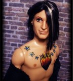 Davey Havok Inspired Doll Completed with the Stars and Flaming Heart Chest Tattoos