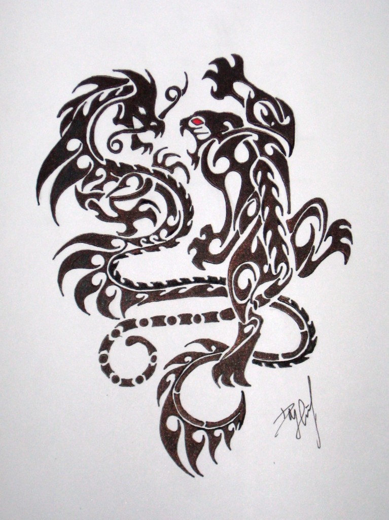 Crouching Indian Tiger Hidden Chinese Dragon Sketch