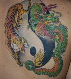 Colorful Dragon And Tiger Tattoo Picture 