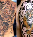 Beautiful Dragon And Tiger Tattoo Picture