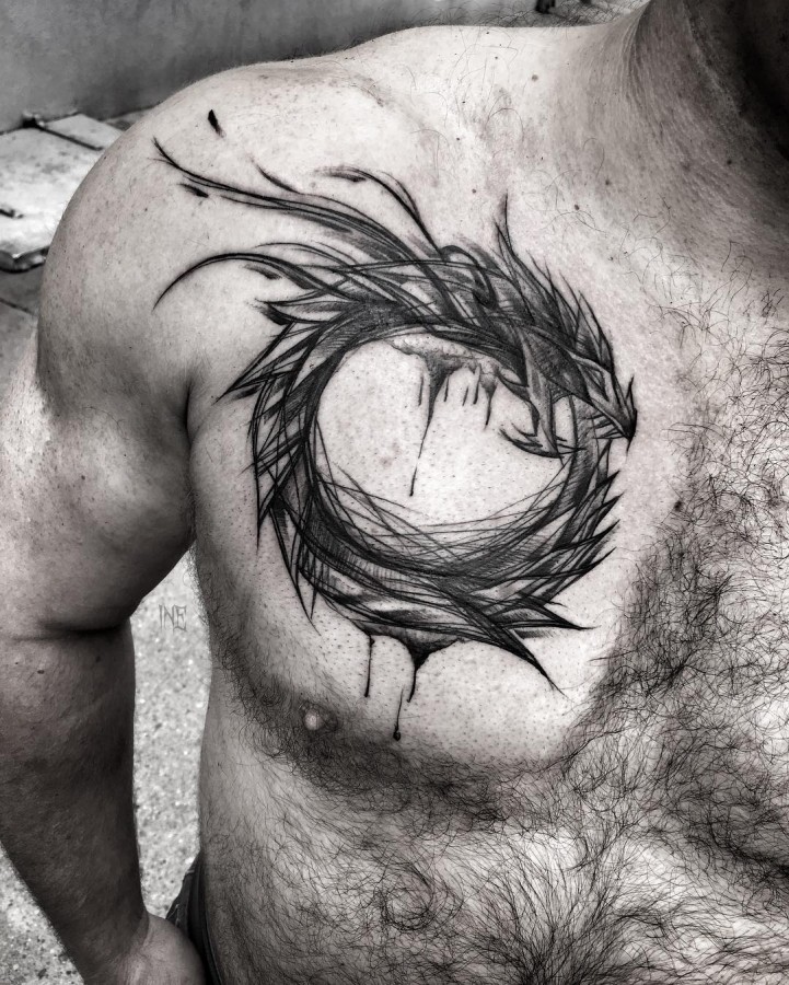 dragon-chest-tattoo-by-ineepine