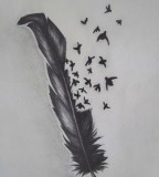 Marvelous Bird Crow Feather Tattoo Designs