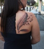 Cool Birds of A Feather Tattoo on Women Back Shoulder