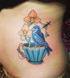 Bird and Flower Cup Hopes Tattoo