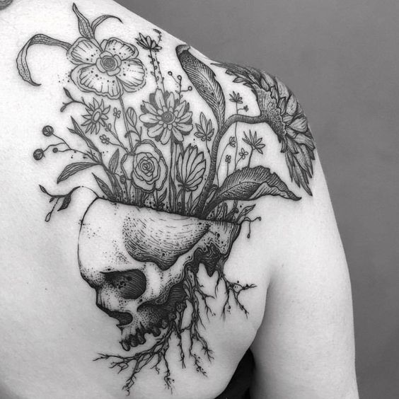 floral-skull-tattoo