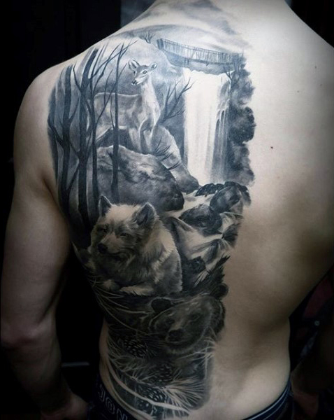 forrest and animals tattoos for men